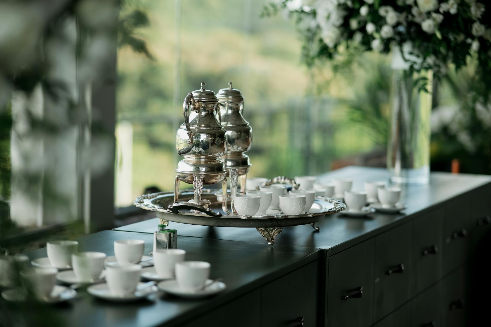 Professional tea table photography with refined styling